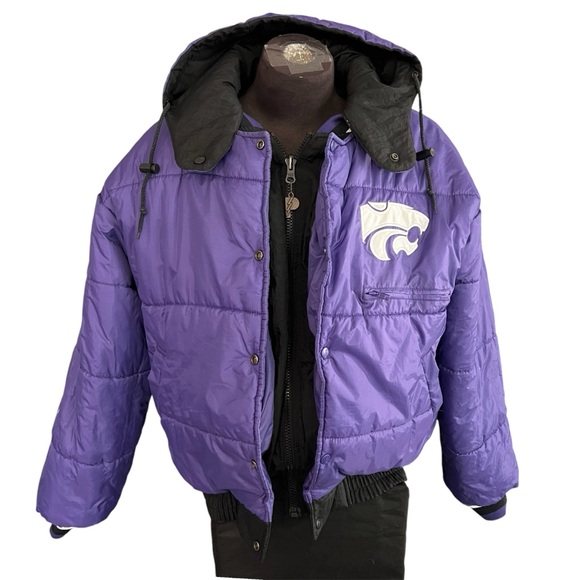 Vtg Reversible Kansas State Wildcats KSU NCAA 90’s Pro Player Puffer Jacket L - Picture 3 of 15